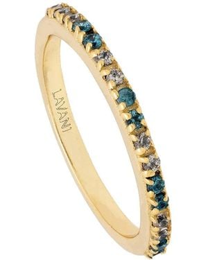 Lavani Jewels Aquamarine Goldplated Diya Ring - Metallic