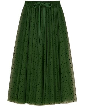 Yumi' Mesh Heart Print Tulle Skirt - Green