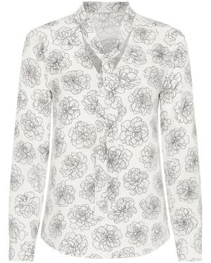 Conquista Neutrals Floral Viscose Blouse With Cutaway Collar - White