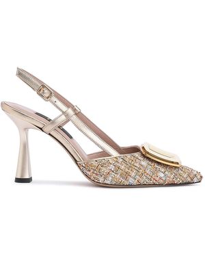 Ilvi Jutta Tweed Leather Heeled Sandal - Metallic
