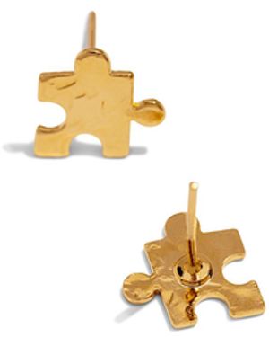 Jaredjamin Puzzle Piece Textured Stud Earrings - Metallic