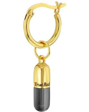 True Rocks Gun Metal Sterling & 18Kt Plated Mini Pill Charm On Hoop - Metallic