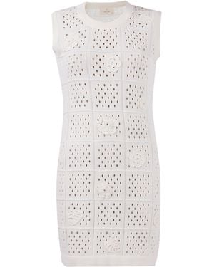 Peraluna Isabel Openwork Hand Embroidered Knit Dress - White