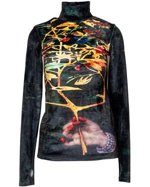 ARTISTA Gift Printed Velvet Top - Black