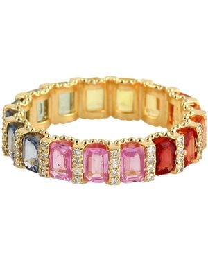 Artisan 14K Sapphire & Diamond Band Ring - Metallic
