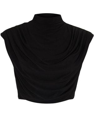 Khéla the Label Boy Bye Draped Crop Top - Black