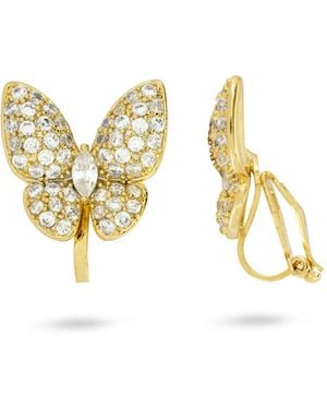 Gold Trip Sparkle Butterfly Clip On Earrings - Metallic