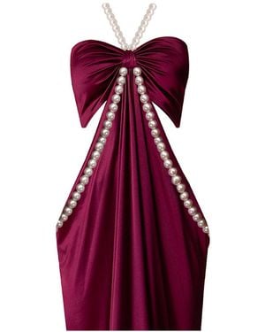 Nur Karaata Alice Pearl Burgundy Mini Dress - Purple