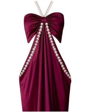 Nur Karaata Alice Pearl Burgundy Mini Dress - Purple