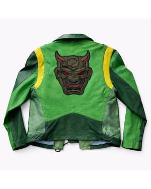 Zasta Studio Oni Mask Biker Leather Jacket - Blue