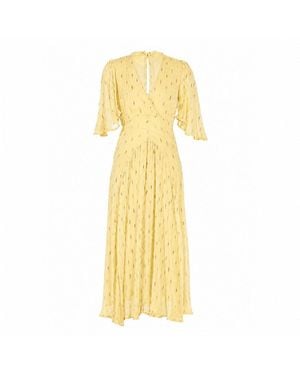 Rose & Nancy Neutrals Talia Lemon Sparkle Maxi Dress - Natural