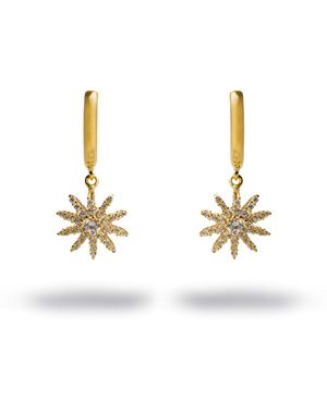 Ebru Jewelry Minimalist Vermeil & Diamond Sun Earrings - Metallic