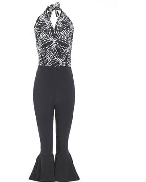 Sarvin Embroidered Backless Jumpsuit - Blue
