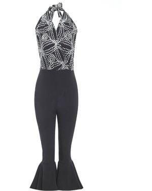 Sarvin Embroidered Backless Jumpsuit - Blue