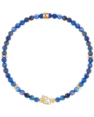 Karma and Luck Gentle Strength Lapis Lazuli Elephant Charm Bracelet - Blue