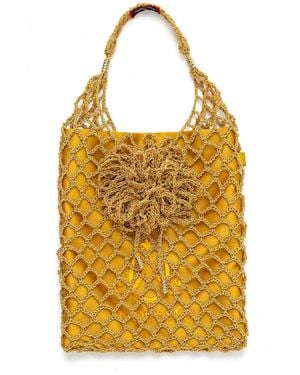 Andreeva Marigold Handmade Crochet Tote Bag - Yellow