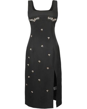 Smart and Joy Embroidered Fitted Coktail Dress - Black