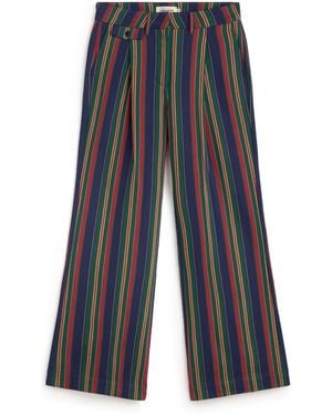 Thinking Mu Patricia Striped Low-Rise Wide-Leg Pants - Gray