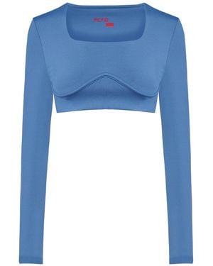 Pcfg Free Heaven Long Sleeve Crop Top - Blue