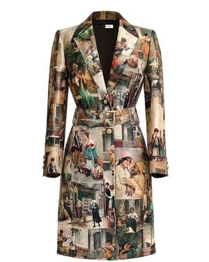 Richa Sharma Handcrafted Sustainable Art-Print Couture Coat - Multicolour