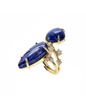 Farra Lapis With Zircon Statement Cocktail Ring - Blue