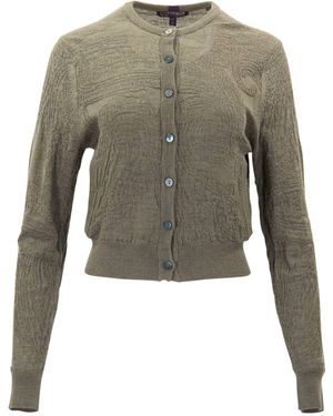 lords of harlech Cordelia Sage Merino Cardigan - Green