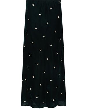 Rose & Nancy Mila Velvet Embroidered Skirt - Black