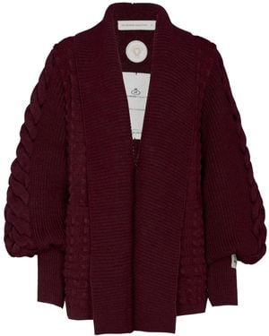 The Extreme Collection Burgundy Merlot Merino Wool And Alpaca Knit Cardigan - Red