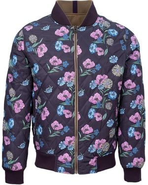 lords of harlech Neutrals Ron Spaced Floral Reversible Bomber Jacket - Blue