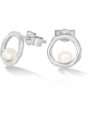 Dower & Hall Open Circle & Pearl Waterfall Earrings - Metallic
