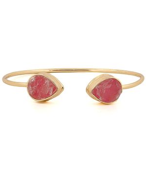 Ebru Jewelry Cleopatra Agate Gemstone Cuff Bracelet - Pink