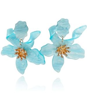 Michael Nash Jewelry Neutrals Aurelia Aqua Floral Resin Drop Earrings - Blue