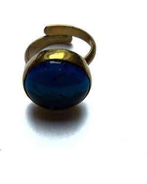 Lala Salama Wazi Small Square Ring - Blue