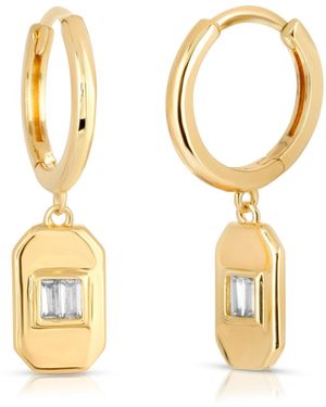 Glamrocks Jewelry Dangle Baguette Huggies - Metallic