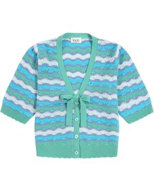 Loop Cashmere Cashmere Wave Stitch Cardigan - Blue