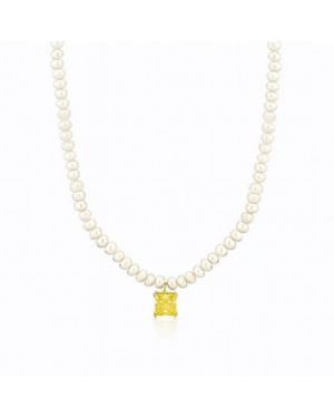 Ep Designs Pearl Beaded Stone Necklace - Metallic