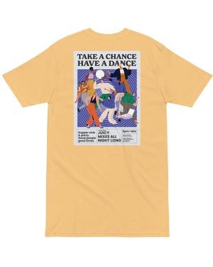 Anchor and Crew Vintage Take A Chance Have A Dance Disco! Heavy Cotton Embroidered T-Shirt - Blue