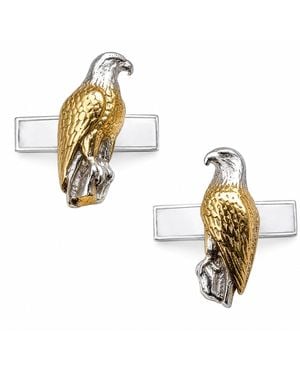 Simon Kemp Jewellers Bald Eagle Cufflinks Eighteen Carat On Solid Sterling Recycled - Metallic