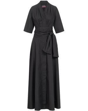 Marianna Déri Maxi Shirtdress With Detachable Wide Belt - Black