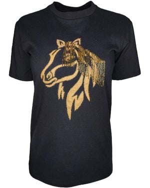 Any Old Iron Golden Horse Hair Beaded T-Shirt - Black