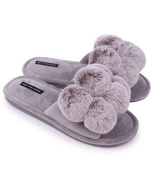 Pretty You London Dolly Fun Pom Slider Slippers - Purple