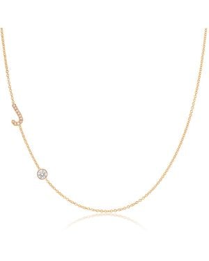 Maya Brenner Pavé Monogram Necklace With Diamond 14K - Metallic
