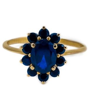 Marteliè Ring With Oval And Brilliant Cut Synthetic Sapphires - Blue