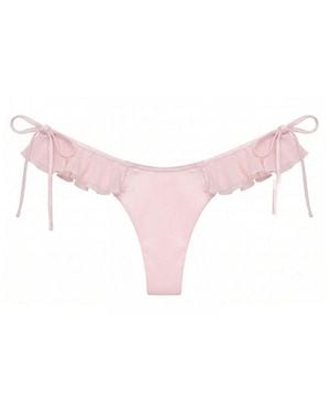 Montce Pale Blush Silkie Uno Ruffle Bows Bikini Bottom - Pink