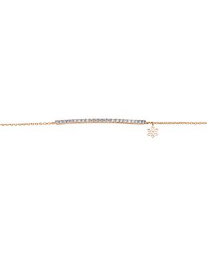 BLOOMTINE | Earth Angel HQ Illuminess 14K Rose- Diamond Bar Bracelet - White