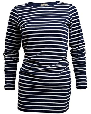 Cove ' Long Length Cotton & Stripe Tee - Blue