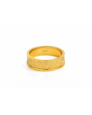 ADIBA The Diamonds Pattern Plated Stainless Steel Ring - Yellow