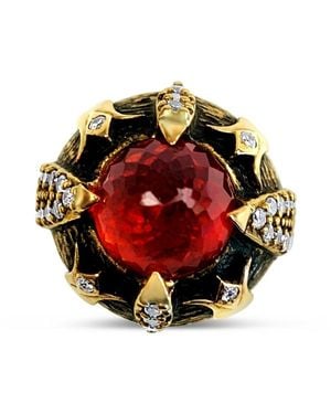 Bellus Domina Tulip Sterling 925 Synthetic Ruby & Cubic Zirconia Ring - Red