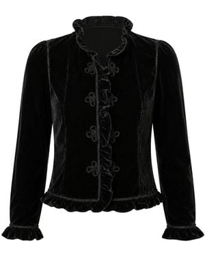 Rose & Nancy Adeline Velvet Military Jacket - Black