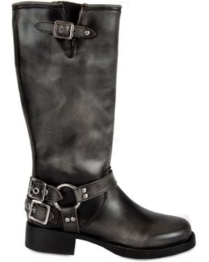 Urbnkicks Tall Biker Boots - Black